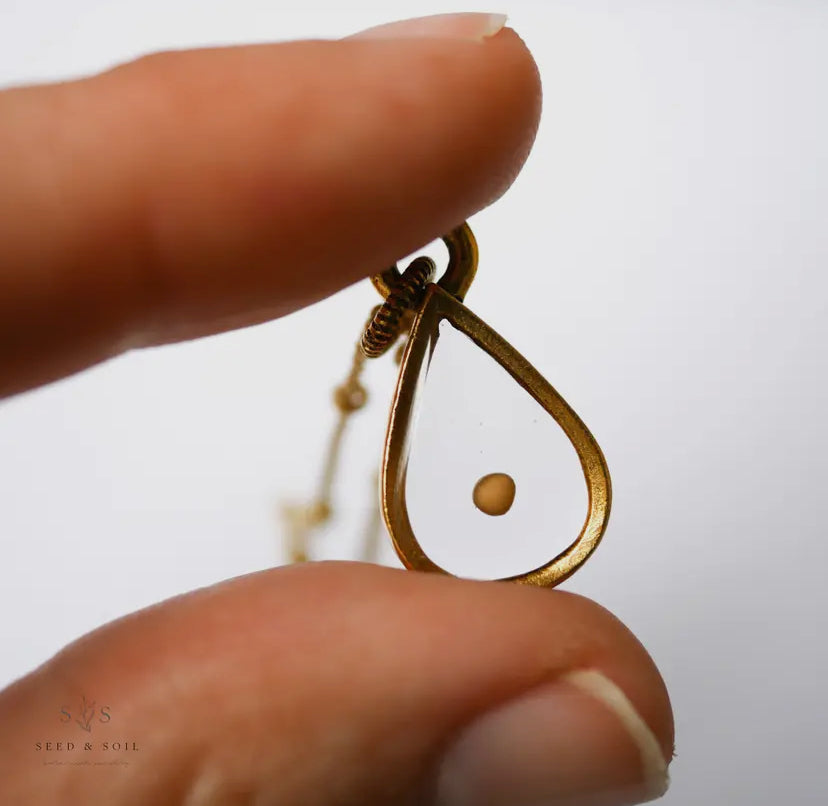 Small Teardrop Pendant Gold- Mustard Seed