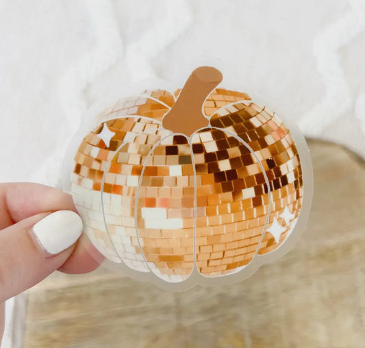 Clear Disco Ball Pumpkin Sticker