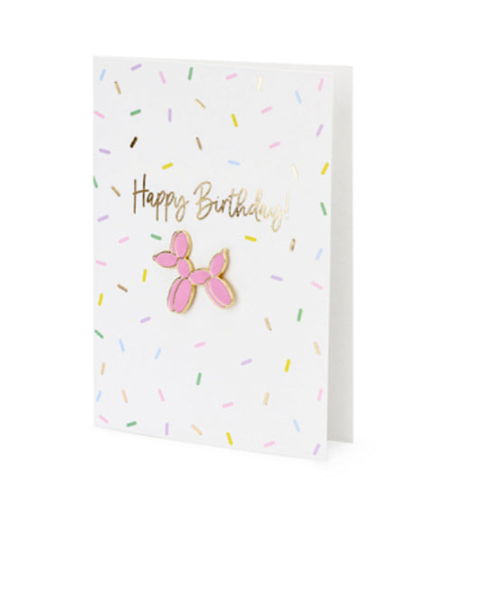 Card with enamel pin | Happy Birthday Balloon Dog