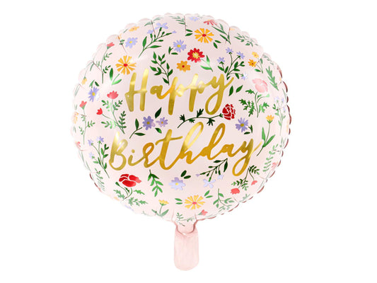 Happy Birthday Floral- Foil Balloon