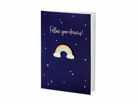 Card with enamel pin | Rainbow