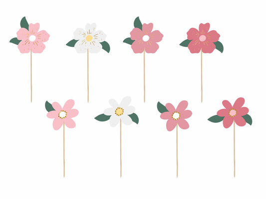 Cake Topper | Flower Set Pink