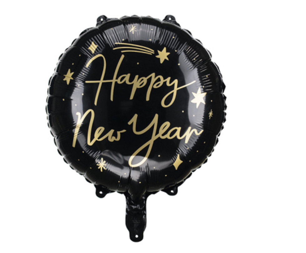 Happy New Year Black- Foil Balloon