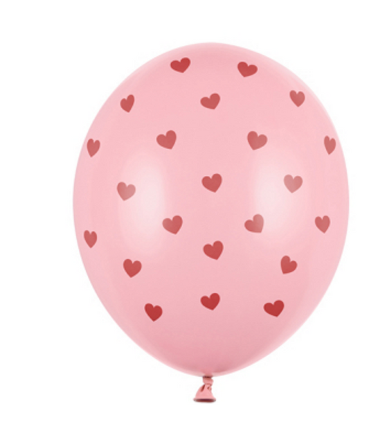 Printed Latex Balloons -Pink Hearts